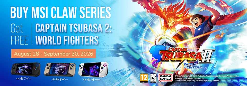 MSI дарит Captain Tsubasa 2: World Fighters при покупке Claw A8, 8 AI+ и 7 AI+