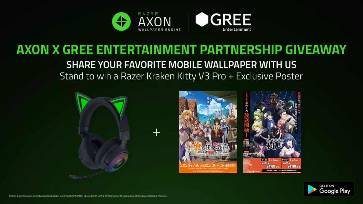 Razer Axon Partners with GREE Entertainment for Anime Wallpapers