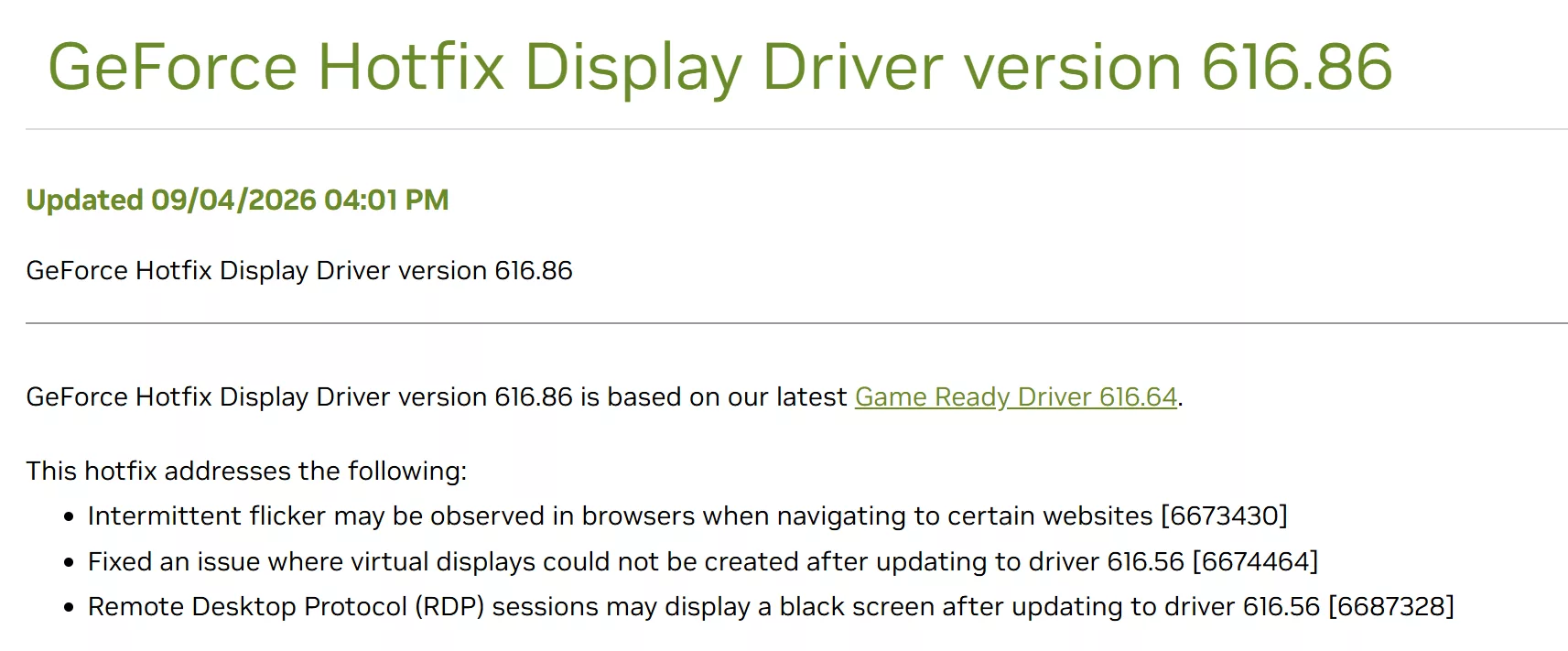 NVIDIA выпустила Hotfix 616.86 для GeForce