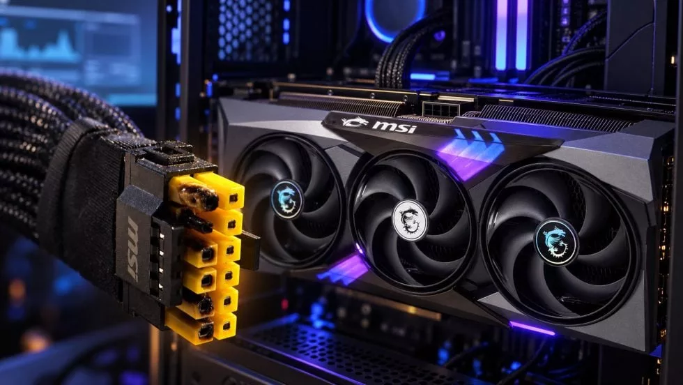 GeForce RTX 5090: расплавленный 16-Pin коннектор при тесте DLSS 5 с более чем 600 Вт