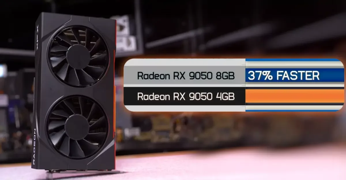 Тесты AMD Radeon RX 9050 4GB: разница с 8-гигабайтной версией достигает 37%
