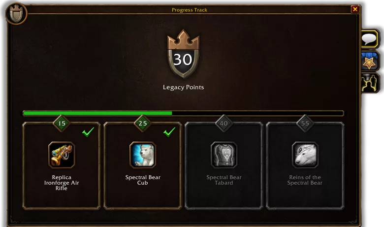 Система Legacy в World of Warcraft: Forever