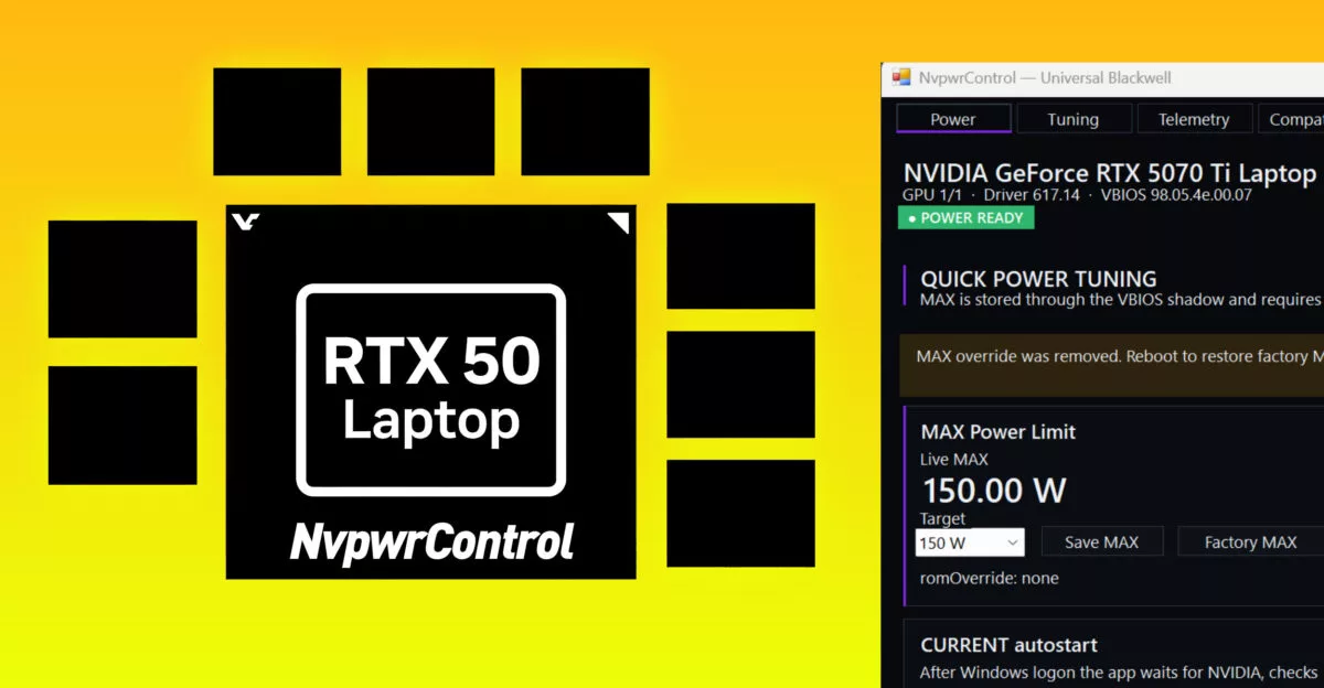 NvpwrControl расширяет поддержку RTX 50 для ноутбуков