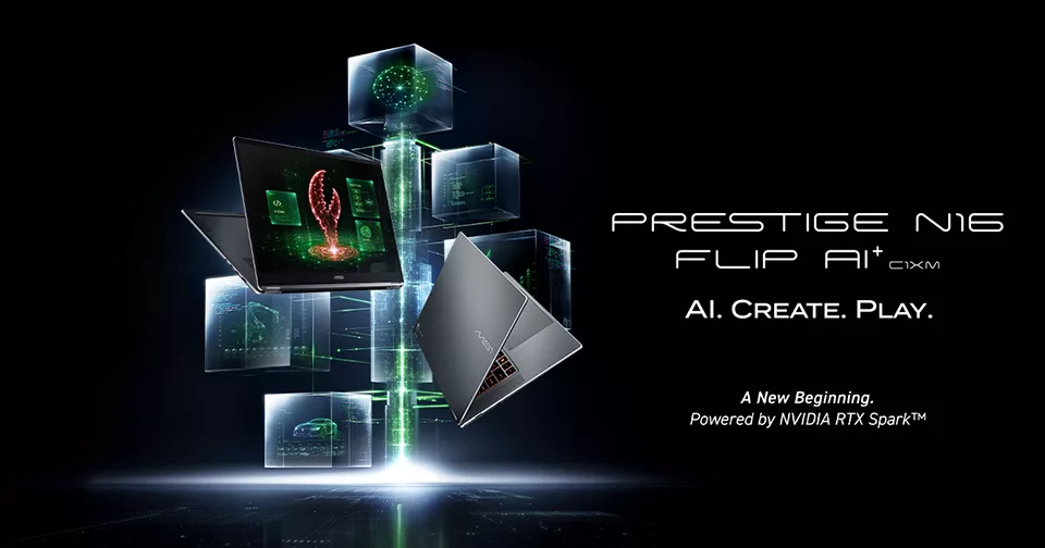 MSI анонсирует Prestige N16 Flip AI+: трансформер с Tandem OLED и чипом NVIDIA RTX Spark